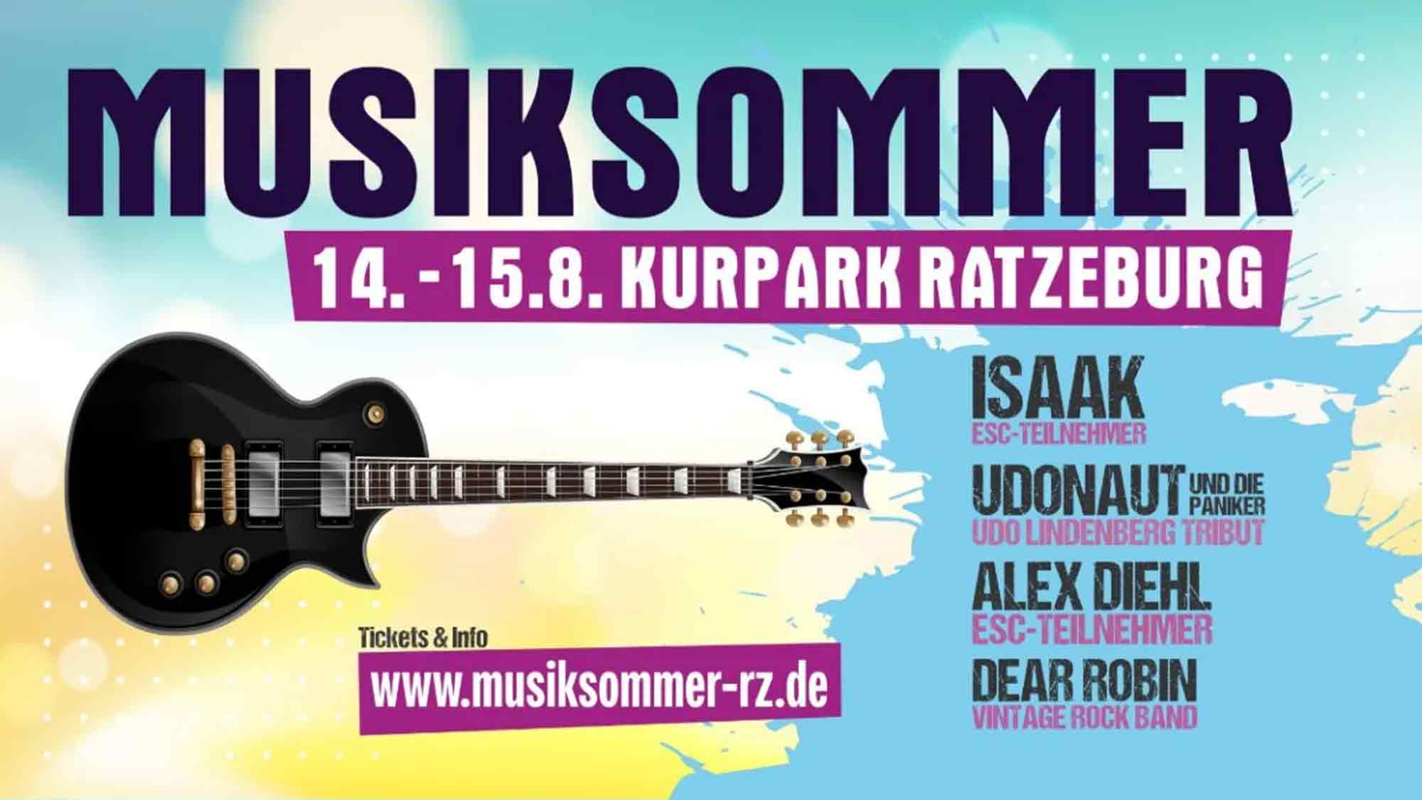 »Musiksommer Ratzeburg 2026«: Live Konzerte im Kurpark am Küchensee, 14. und 15. August 2026 »Musiksommer Ratzeburg 2026«: Live Konzerte im Kurpark am Küchensee, 14. und 15. August 2026