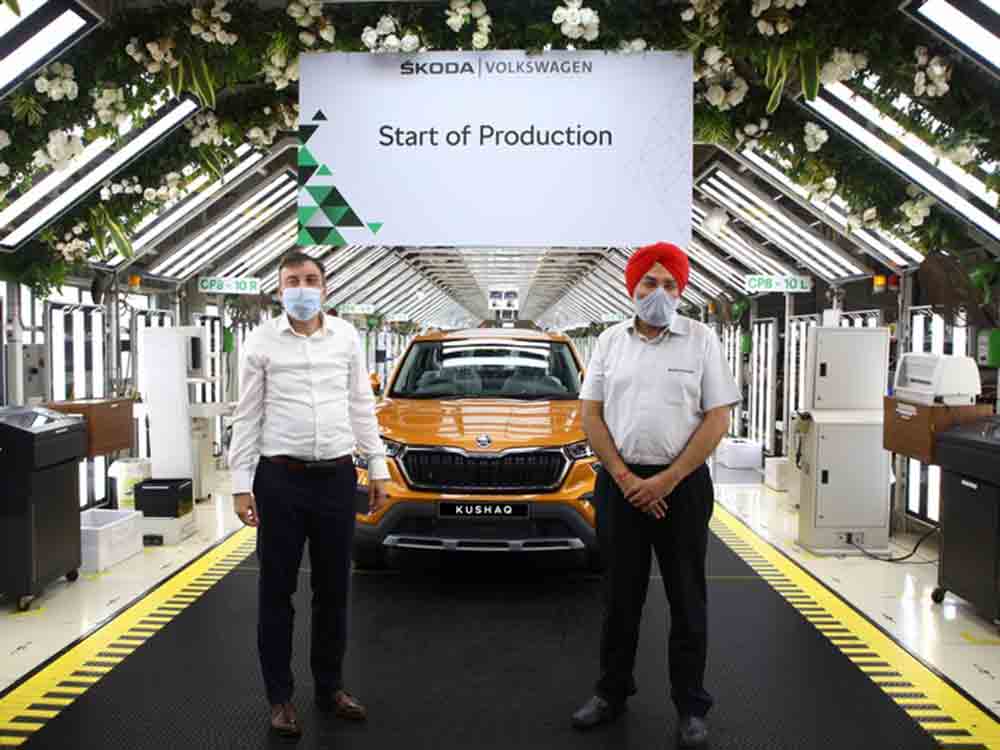 Škoda Auto Volkswagen India Private Limited startet Serienproduktion des neuen SUV-Modells Kushaq
