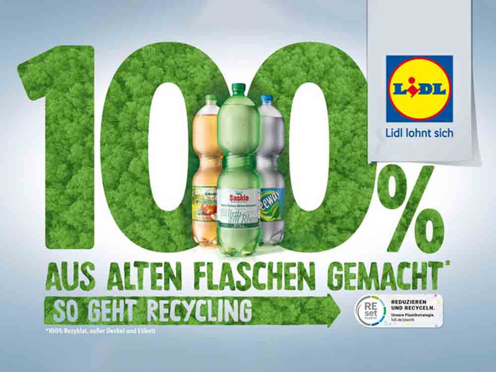 Lidl und Kaufland: Alle PET-Einwegpfandflaschen der Schwarz Produktion zu 100 Prozent aus recyceltem PET