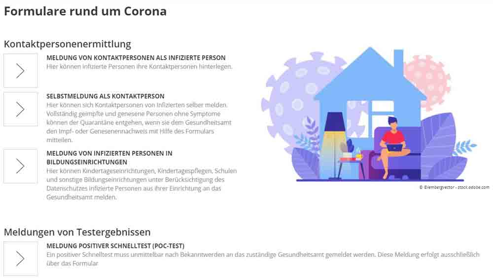 Selbstmeldung als Corona-Kontaktperson: keine Quarantäne für vollständig geimpfte oder genesene Kontaktpersonen ohne Symptome