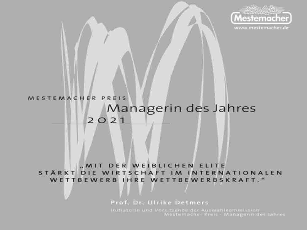Mestemacher-Preis »Managerin des Jahres 2021«, Live-Übertragung online aus Berlin, auch für Gütersloh