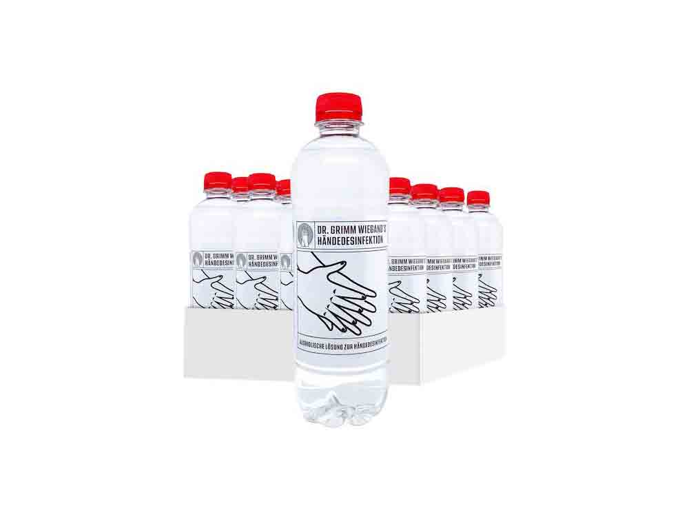 Anzeige: Gütersloh: Corona Aktion Dr. Grimm Wiegand’s Händedesinfektion 0,50 Liter, jetzt online bestellen beim Bottle Store