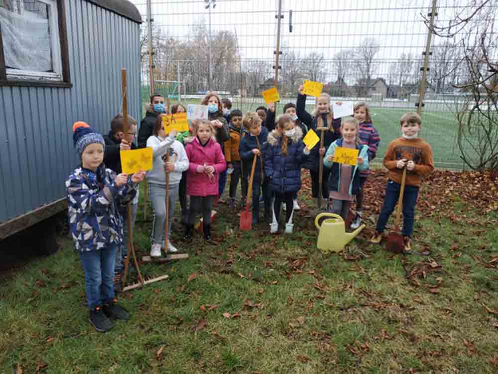 Gütersloh, Spexard, Grundschüler pflanzen 25 Bäume