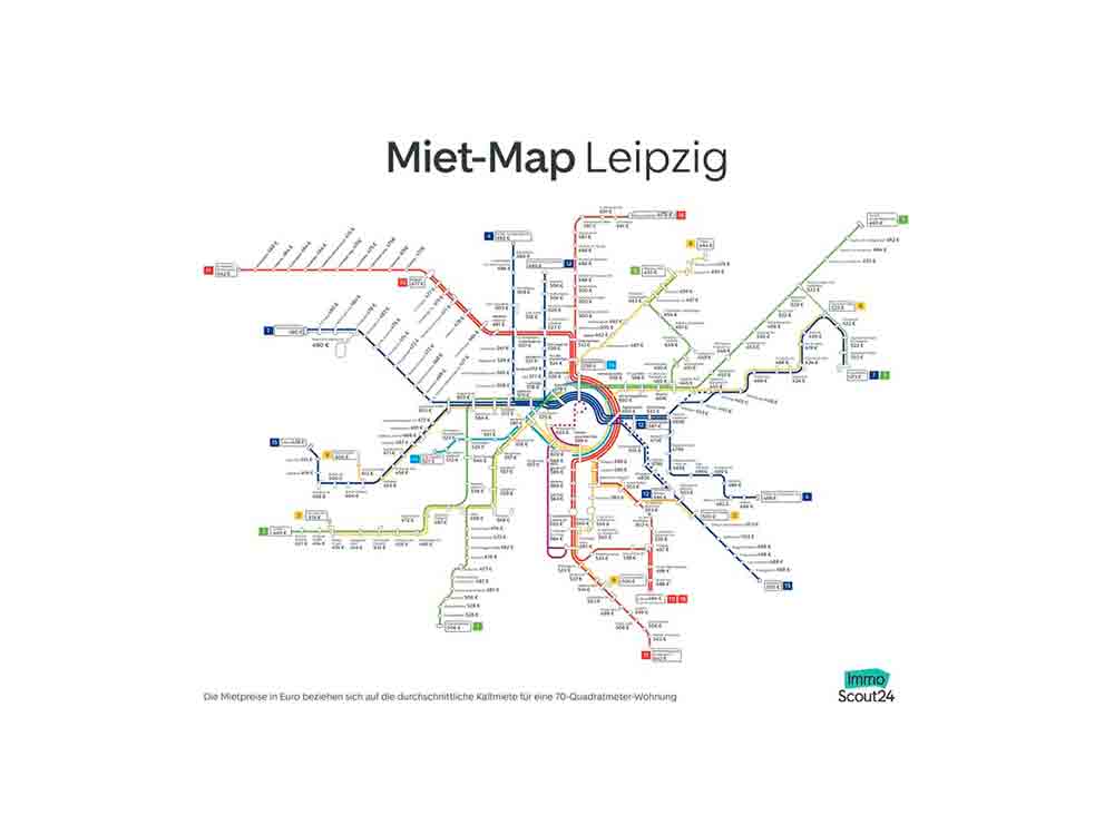 Miet Map für Leipzig, sächsische Großstadt boomt