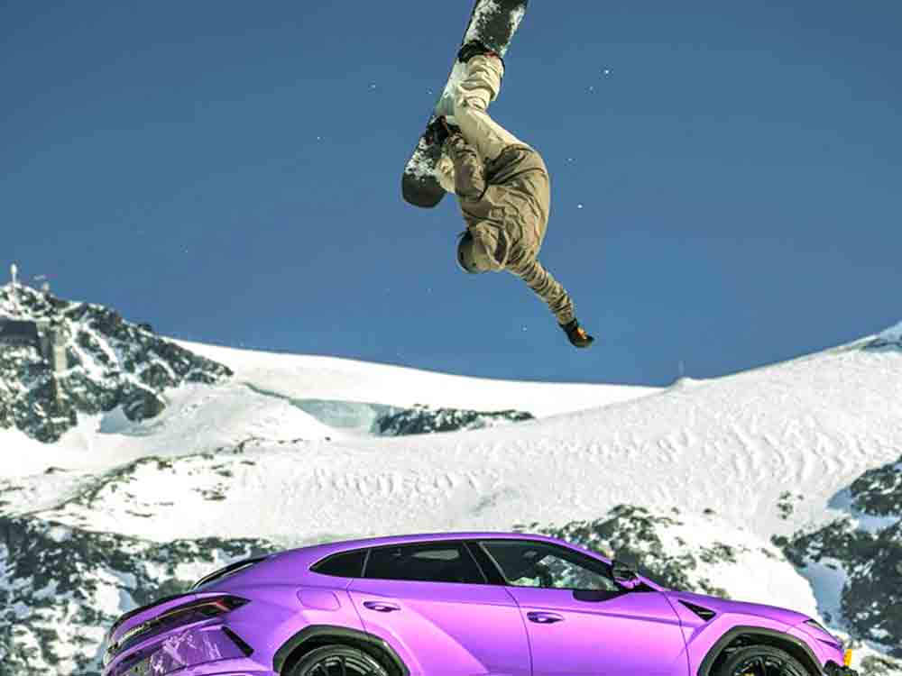 Die Supersportwagen von Lamborghini auf Winterfahrt