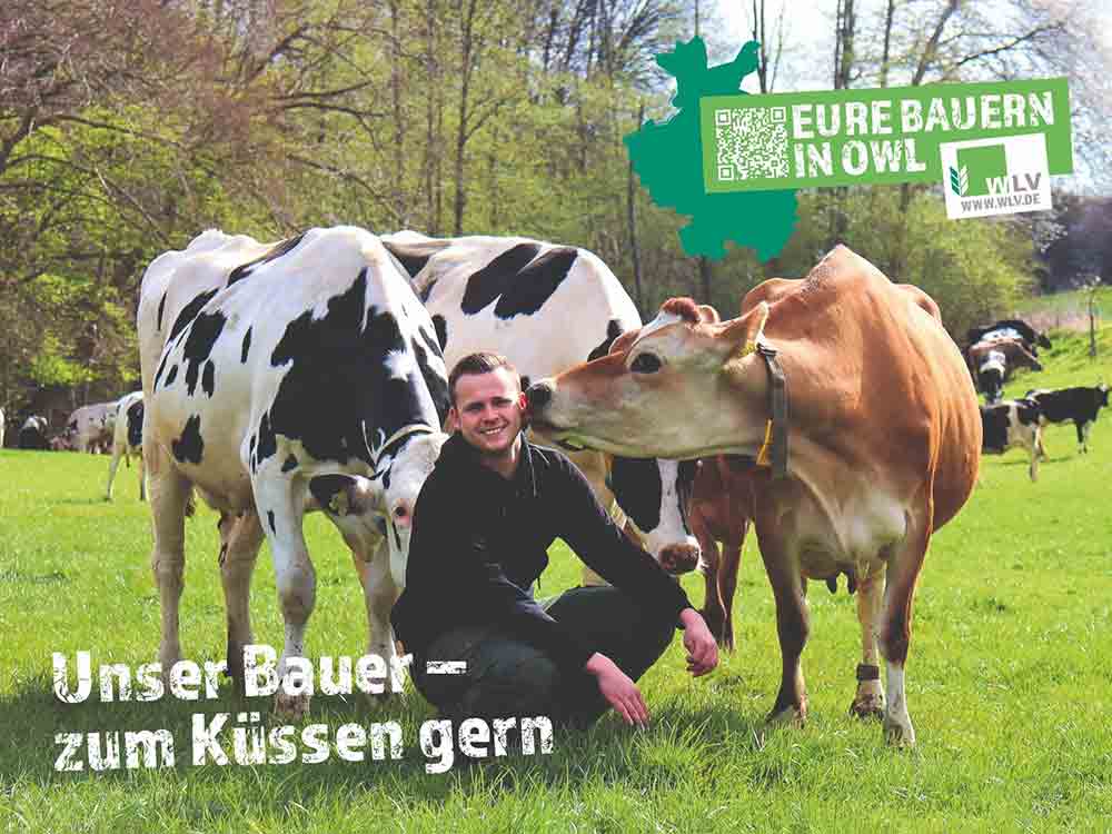 Gütersloh, Bauer sein ist toll, Wertheraner Junglandwirt David Lohöfener will mit Homestory und Großplakat Landwirtschaft sichtbar machen