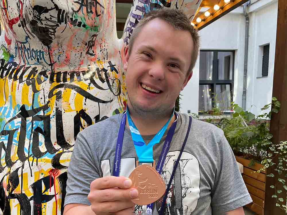 Gütersloh, Wertkreis, Jacob Humann gewinnt Bronze bei den Special Olympics 2022 in Berlin