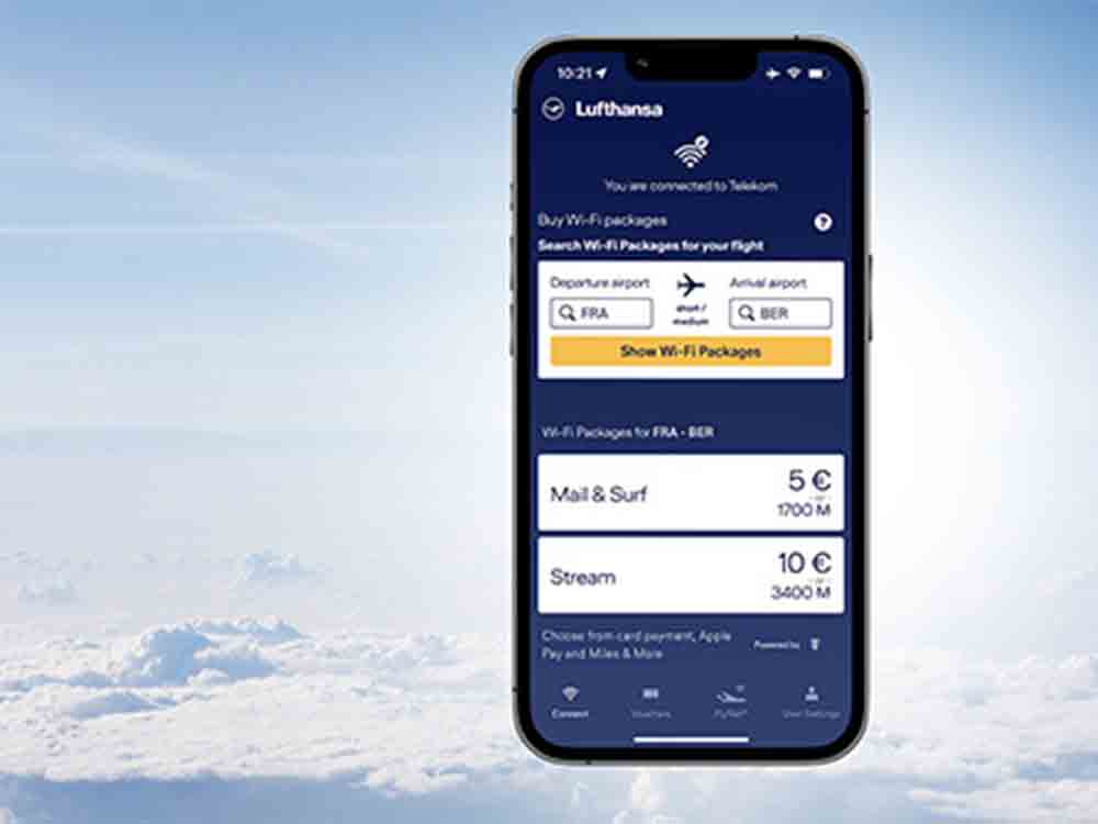In der Luft einfacher ins Netz, Lufthansa und Telekom führen Flynet App ein