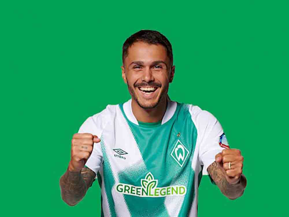 Werder trägt jetzt grüne Legenden auf der Brust, die vegane Produkt Marke Green Legend kommt auf das Heimtrikot