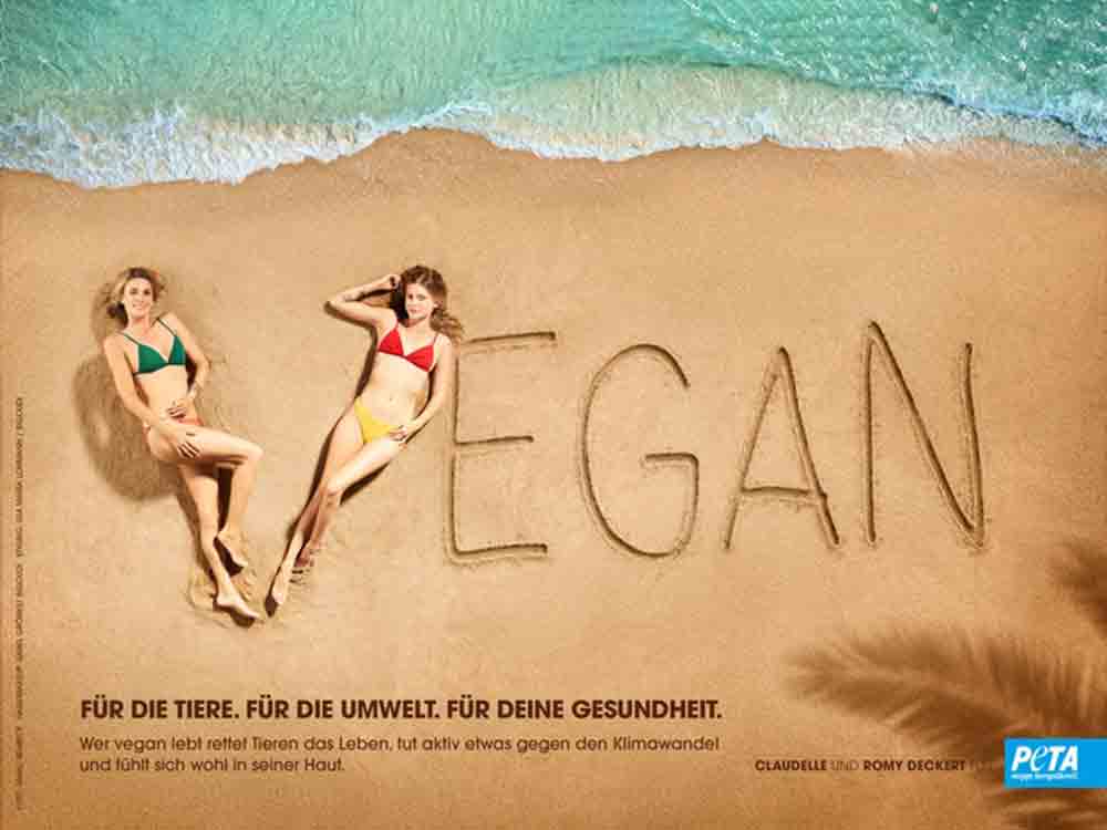 Schauspielerin Claudelle Deckert und Tochter Romy machen Lust auf Sommer, neues Vegan Motiv vom Mutter Tochter Dreamteam für Peta