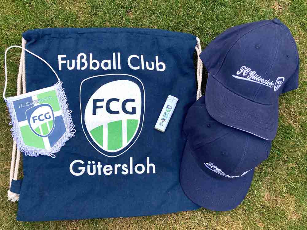 Gütersloh, Fußball, neue FCG Fanartikel bei der 3. Mannschaft erhältlich