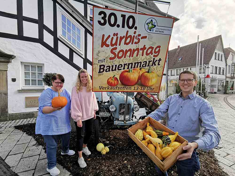 Rietberg, Kürbissonntag, Bummeln und Shoppen, Bauernmarkt und Programm, 30. Oktober 2022