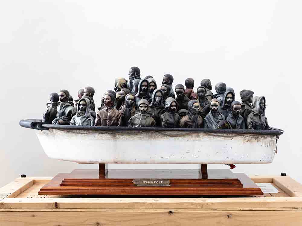 Banksy’s Dream Boat Sculpture Depicting Refugees Expected to Fetch Millions at Context Miami in December 2022
