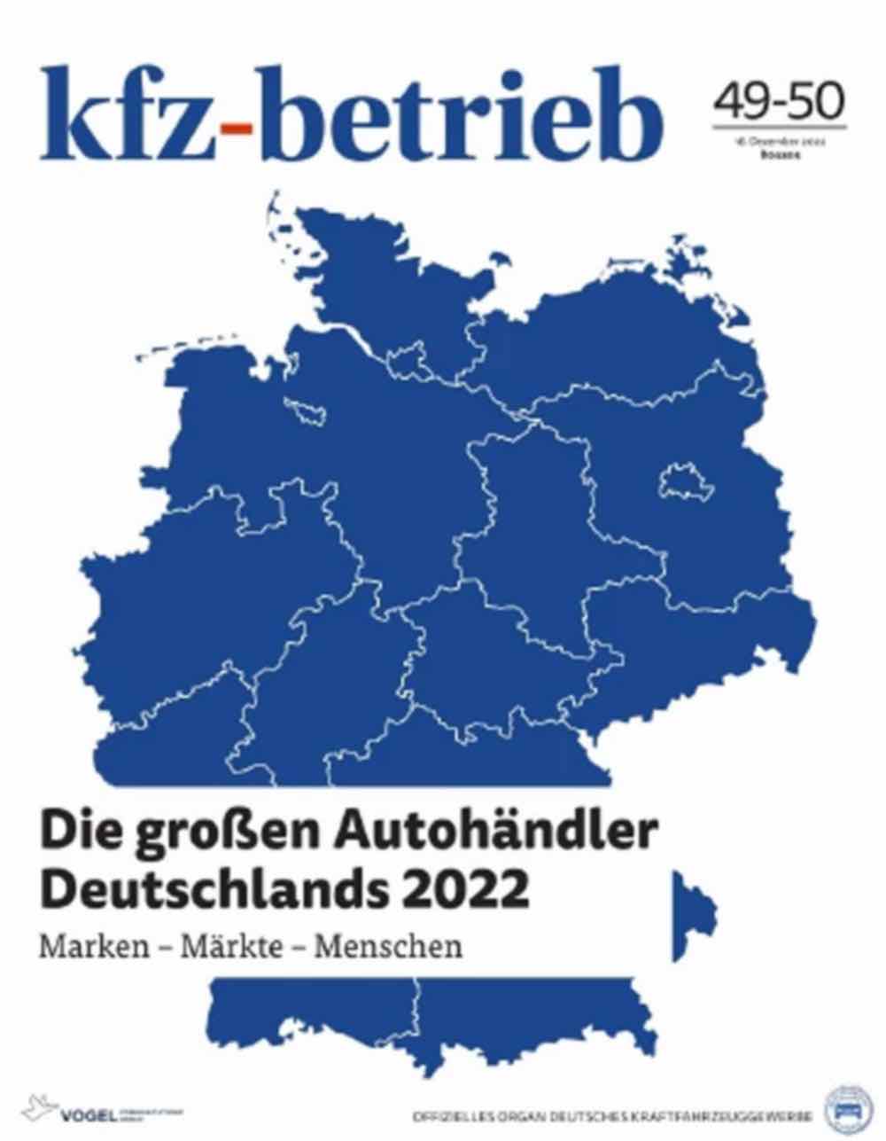 Die 100 großen Autohändler Deutschlands, Marktüberblick: Sonderheft liefert Zahlen zum Autohandel 2022 und porträtiert die Top 100 Autohausgruppen