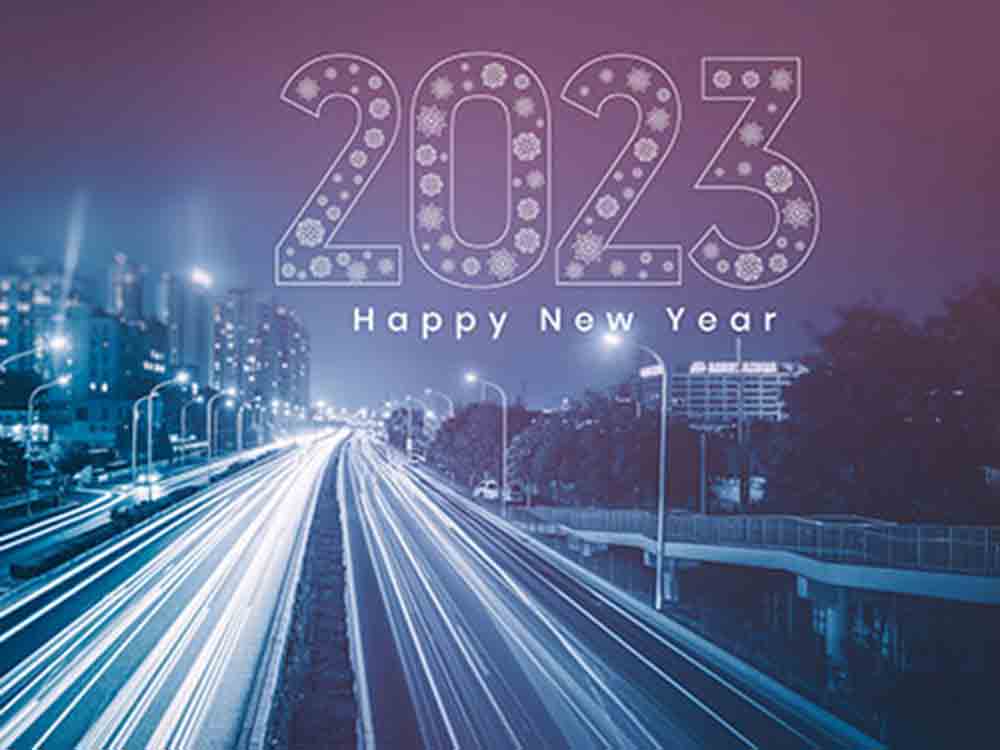 Neujahrsgrüße 2023, der Automobilclub von Deutschland (AVD) wünscht einen guten Rutsch und ein erfolgreiches Jahr 2023