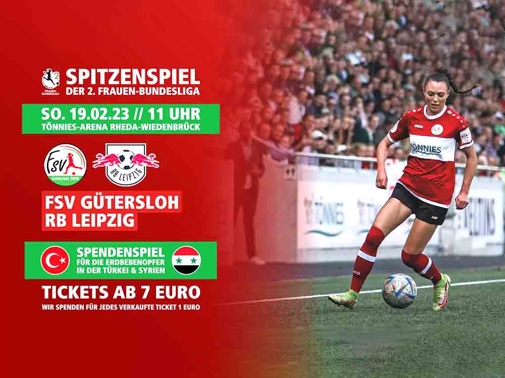 Fußball in Gütersloh, Spendenaktion gegen RB Leipzig, gemeinsam für die Erdbebenopfer in der Türkei und Syrien