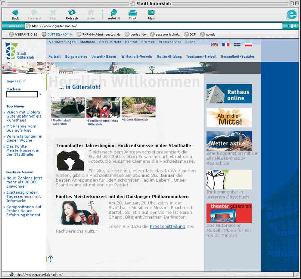 Gütersloh, Städtische Homepage ist eine gefragte Adresse, Februar 2003