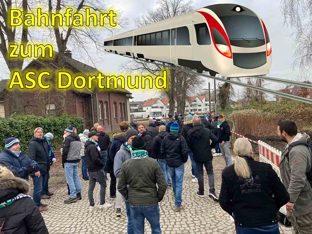 FC Gütersloh (FCG) Fantour mit dem Zug zum ASC Dortmund, Fußball in Gütersloh