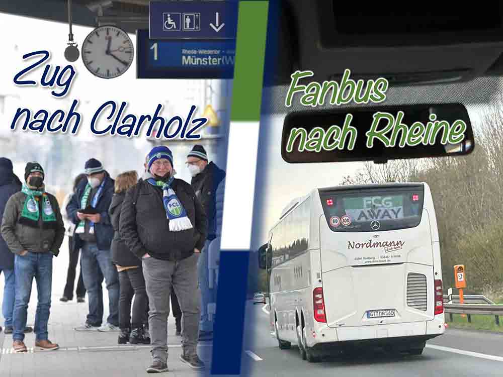 FCG Fans on tour: Zug nach Clarholz und Bus nach Rheine, der FC Gütersloh empfiehlt den Online Vorverkauf für das Heimspiel gegen Westfalia Rhynern