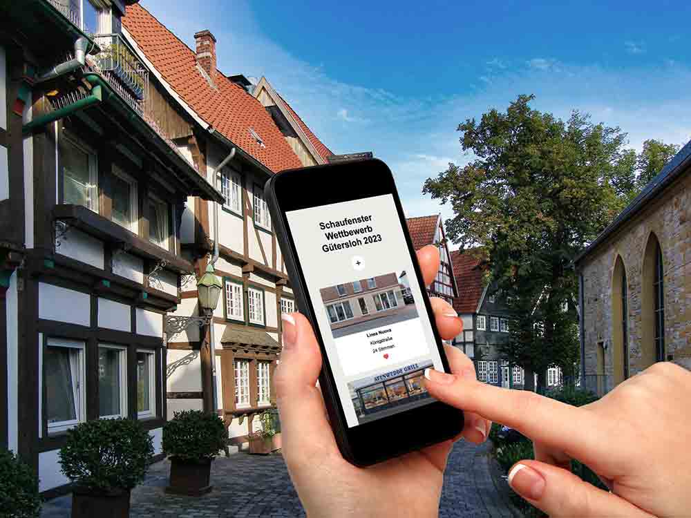 Schaufensterwettbewerb 2.0 2023 in Gütersloh, Web App, Smartphone, Prämien, Stadtmarketing Digital