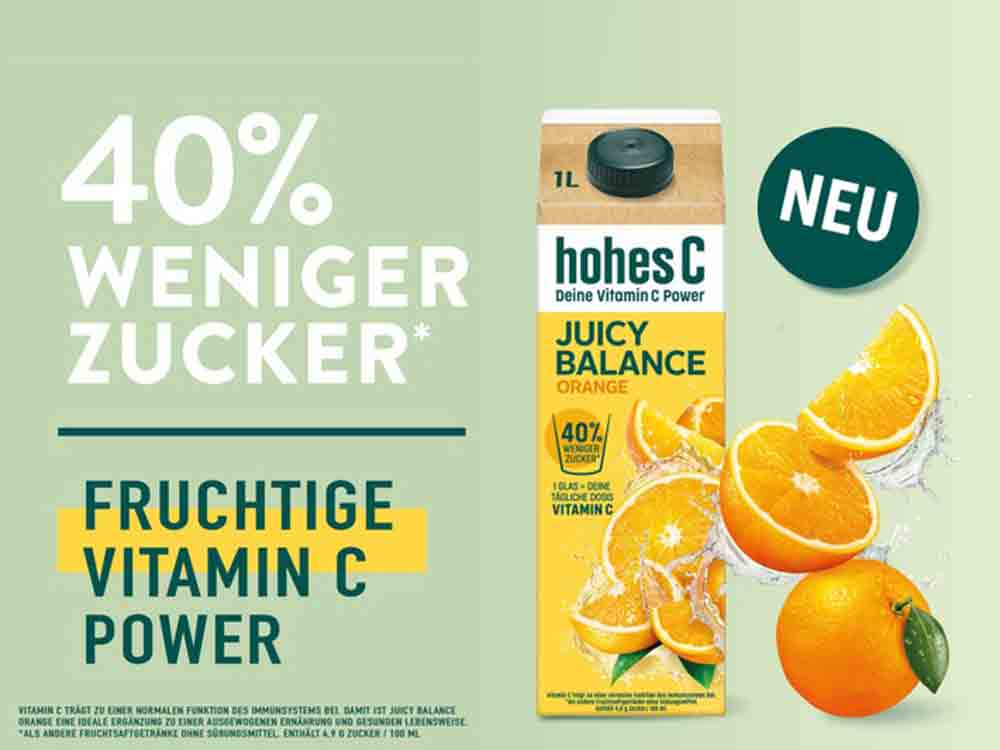 Hohes C Juicy Balance – 40 Prozent weniger Zucker, fruchtige Vitamin C Power