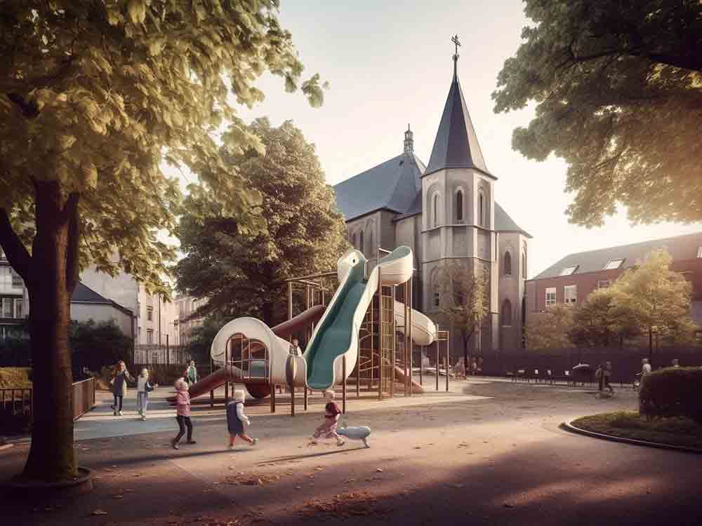 Gütersloh, Kinderspielplatz an der Martin Luther Kirche wird neu gestaltet, Fertigstellung spätestens für September 2023 geplant