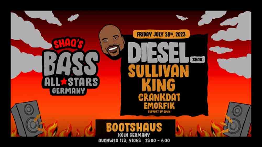 Bootshaus Cologne, US Superstar Shaquille O’Neal kommt als DJ Diesel ins Kölner Bootshaus, 28. Juli 2023