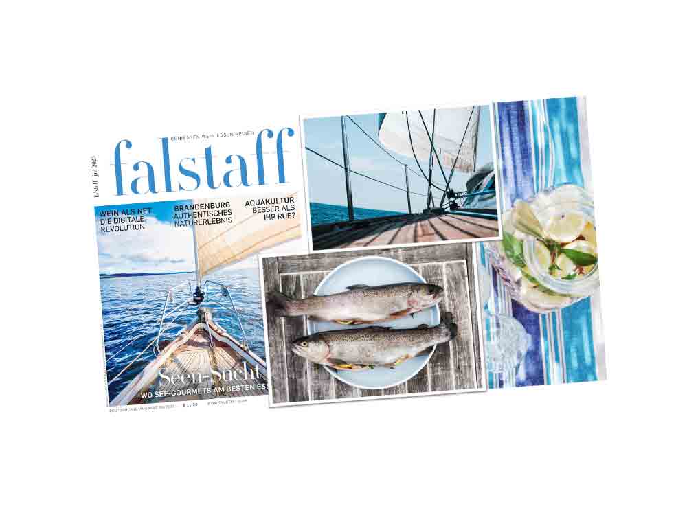 Seen Sucht: Im Juli 2023 nimmt das Gourmet und Lifestyle Magazin Falstaff seine Leser mit auf kulinarische Reisen an die Seen