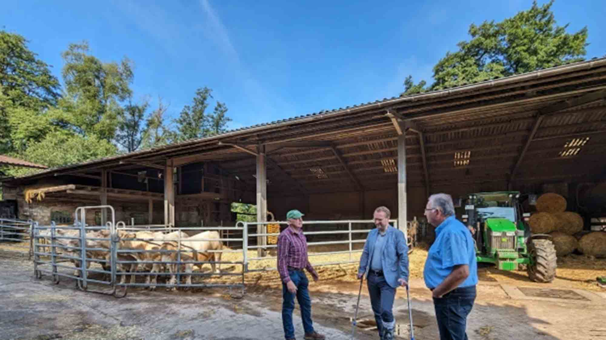 Bio Beef aus dem Vogelsberg, Dr. Jens Mischak zu Besuch auf dem Mutterkuhbetrieb von Schönfels in Herbstein