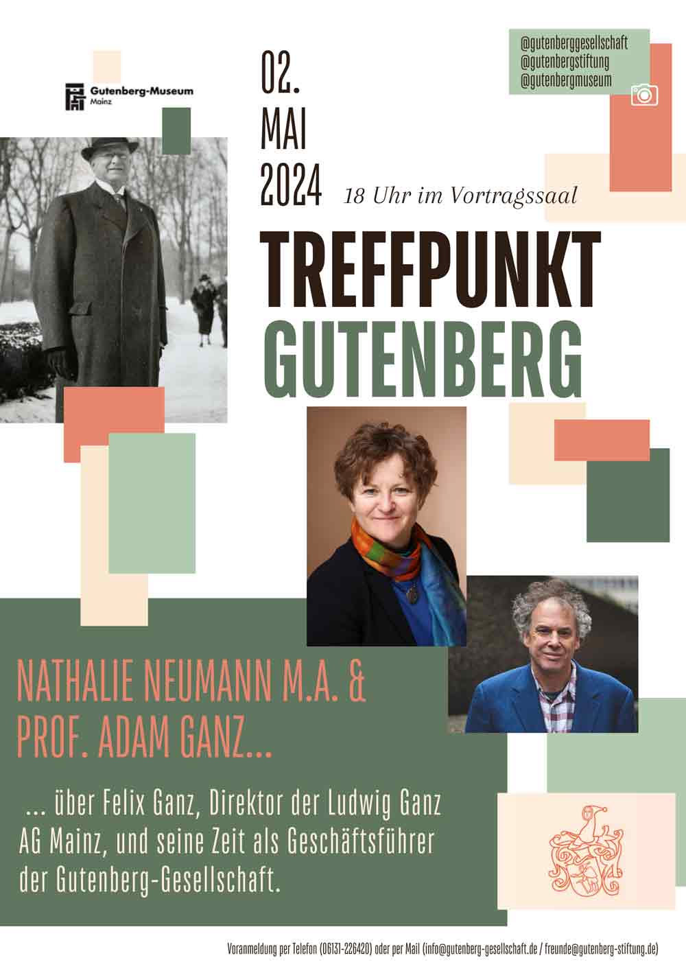 Treffpunkt Gutenberg – Vortrag über den Mainzer Geschäftsmann Felix Ganz, 2. Mai 2024